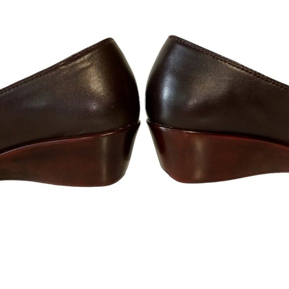 AEROSOLES Shoes  wms 7 1/2  Brown Leather  Slip-On Final  Exam  Wedge Heel  EXC - Picture 9 of 12